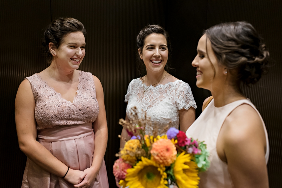 A bride and her maids on the way to the ceremony.
